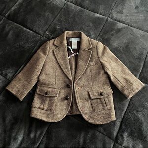 Janie and Jack 12-18mos brown houndstooth blazer with elbow patches